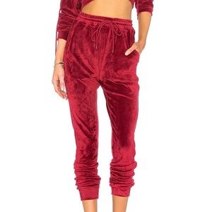 Danielle Guizio Red Sweatpants Velour